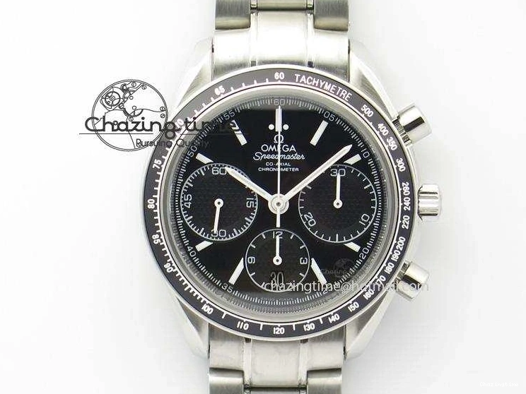 0228 Cozy Speedmaster Racing 40mm SS Black Dial On SS Bracelet A7750 ( Free Rubber Strap ) 8252